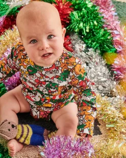 Kip & Co Christmas Party Organic Long Sleeve Romper - Babies