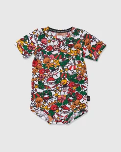 Kip & Co Christmas Party Organic Short Sleeve Romper - Babies