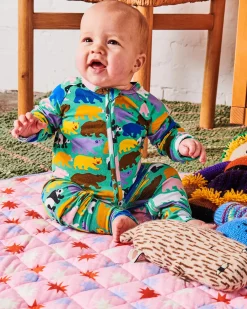 Kip & Co Can't Bear It Organic Long Sleeve Zip Romper - Babies