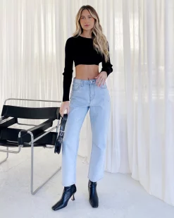 MOOD.DNM Bella High Rise Straight Cropped Jeans